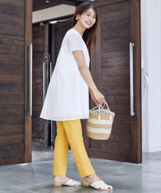 Tiaclasse L 【洗える】カットレースチュニックブラウス