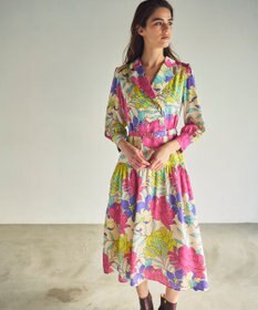 GRACE CONTINENTAL フラワープリントテーラーワンピース