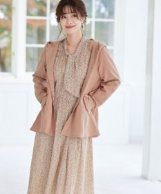 Tiaclasse 【洗える】程良い透け感のプリントボウタイワンピース