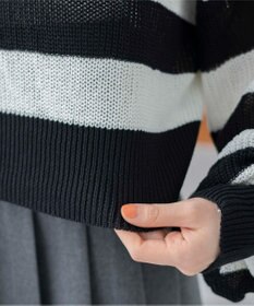 WEGO ボーダーハーフジップニットプルオーバー