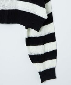 WEGO ボーダーハーフジップニットプルオーバー