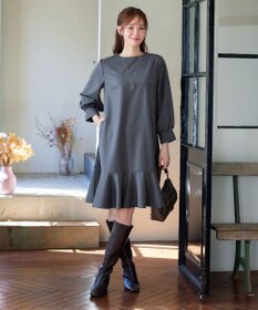 Tiaclasse L 裾フレアパフスリーブワンピース