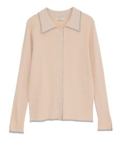 earth music&ecology バイカラートリムロングニットカーディガン