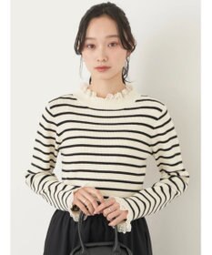 earth music&ecology レースドッキングリブニット