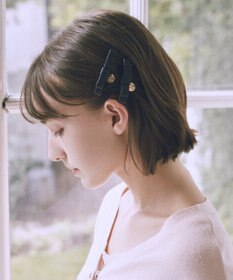 Maison de FLEUR 【2個セット】フェイクレザーリボンクリップセット