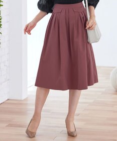Tiaclasse L 【洗える】フラップポケットタックフレアスカート