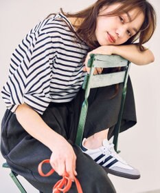 ANY L ツイストスリーブボーダートップス