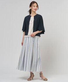 J.PRESS LADIES 【セット着用可】リネンMIX ストライプ フレア スカート