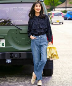 ANY SIS センタープレスセミフレア デニム