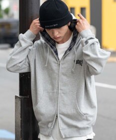 WEGO 【ユニセックス着用ITEM/MLサイズ展開】チェックZIPパーカー