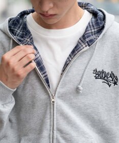 WEGO 【ユニセックス着用ITEM/MLサイズ展開】チェックZIPパーカー