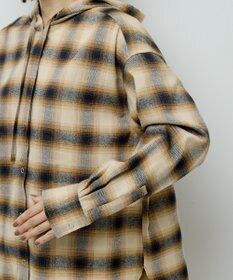 Green Parks ネルチェックフードシャツ