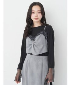 earth music&ecology ピンストライプ胸元レースビスチェ