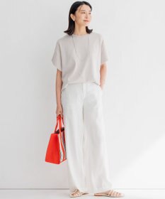 23区 【洗える】リネンレーヨンストレッチ ワイド パンツ