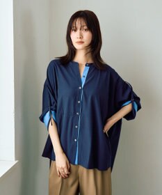 YECCA VECCA 2wayドロストスリーブバンドカラーシャツ
