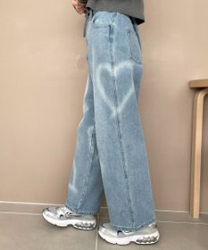 WEGO スプレーペイントストレートデニムパンツ