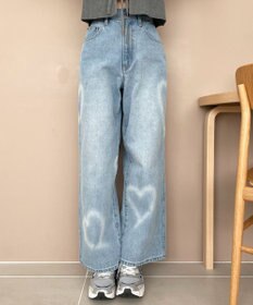 WEGO スプレーペイントストレートデニムパンツ