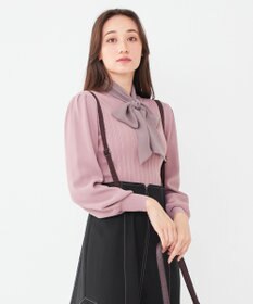 ANY SIS 【2WAY】リボン付き パフスリーブリブ ニット