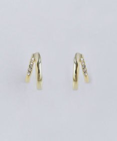 Phoebe 【金属アレルギー対応】【痛くないシリーズ】ストレートシャインクリスタルループフィットイヤリング　ゴールド