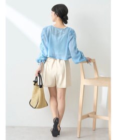 earth music&ecology キラキラシアーギャザーシャツ