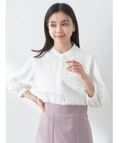 earth music&ecology フロントレースシフォンブラウス