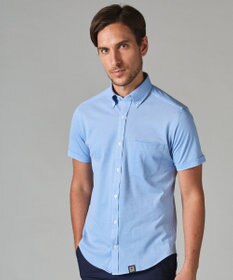 GOTAIRIKU 【吸汗速乾】クールマックス鹿の子 半袖ビズシャツ_ボタンダウン