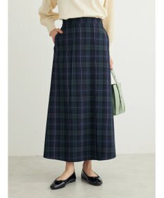 Green Parks きれいシルエットチェック裾フレアスカート