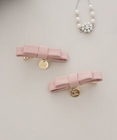 Maison de FLEUR 【2個セット】フェイクレザーリボンクリップセット