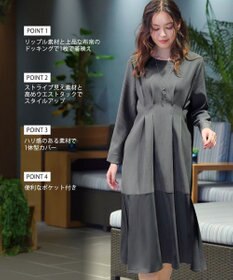 Tiaclasse L 【洗える】リップルコンビワンピース