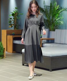 Tiaclasse L 【洗える】リップルコンビワンピース