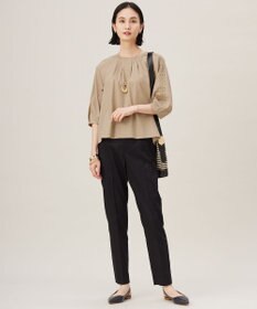 自由区 S 【UVカット・接触冷感・洗える】コットンサテンテーパード パンツ