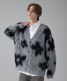 WEGO 【ユニセックス着用ITEM/MLサイズ展開】モヘアタッチパターンカーディガン