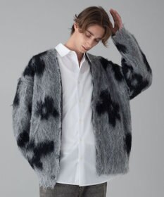 WEGO 【ユニセックス着用ITEM/MLサイズ展開】モヘアタッチパターンカーディガン