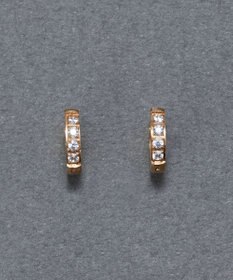 Phoebe 【金属アレルギー対応】ワンタッチビジューフープミニピアス　ローズゴールド/サージカルステンレス