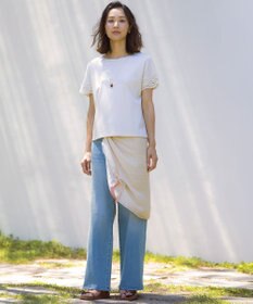 J.PRESS LADIES L 【洗える】BASIC STRETCH DENIM ワイド ストレート デニム