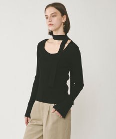 GRACE CONTINENTAL ボウタイリブニットトップ