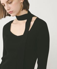 GRACE CONTINENTAL ボウタイリブニットトップ