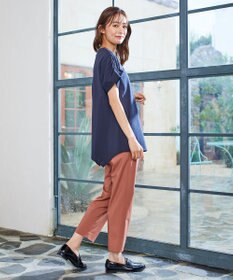 J.PRESS LADIES 【洗える】マイクロタイプライターストレッチ テーパード パンツ