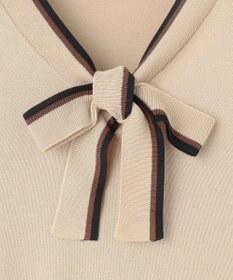 Feroux 【洗える】ニットドッキング ボウタイワンピース