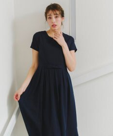 Tiaclasse 【洗える】半袖リボンギャザーフレアワンピース