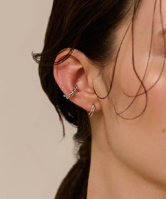 Phoebe 〈金属アレルギー対応〉ポイントビジューワンタッチピアス　シルバー/ニッケルフリー