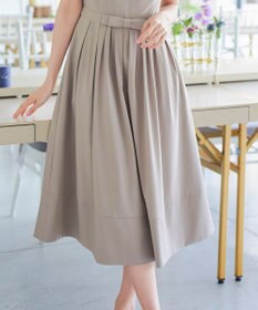 Tiaclasse 【洗える】半袖リボンギャザーフレアワンピース