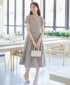 Tiaclasse 【洗える】半袖リボンギャザーフレアワンピース