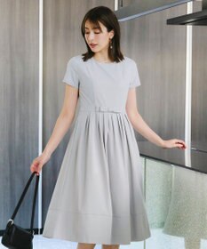 Tiaclasse 【洗える】半袖リボンギャザーフレアワンピース