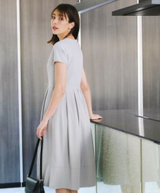 Tiaclasse 【洗える】半袖リボンギャザーフレアワンピース