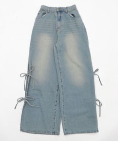 WEGO 【ウエストゴム/楽ちん】サマーデニムサイドリボンパンツ