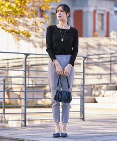 Tiaclasse 【洗える】スクエアネックリブ編みニットトップス