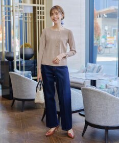 Tiaclasse 【洗える】スクエアネックリブ編みニットトップス