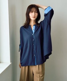 YECCA VECCA 2wayドロストスリーブバンドカラーシャツ