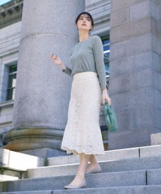 Tiaclasse 【洗える】スクエアネックリブ編みニットトップス